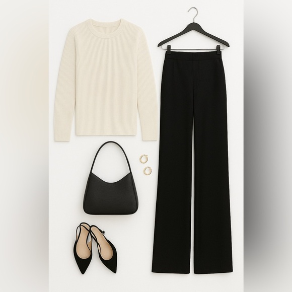 NWT Flores & Flores Black Silk Palazzo Pants Size 4 minimalist Parisian oldmoney - Picture 2 of 7